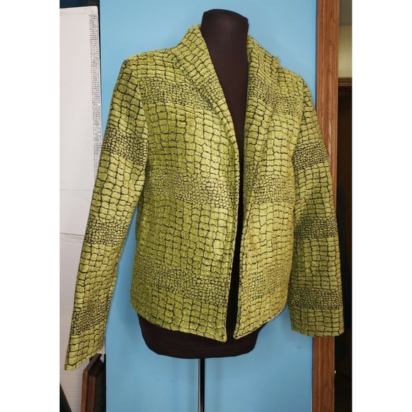 Vintage Painted Pony Womens Blazer Jacket‎ Green Gator Print Size Small USA Made - Picture 1 of 9